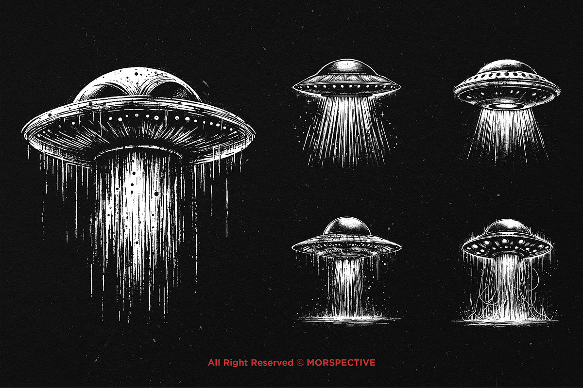10 Bundle Dark Art UFO Plane Alien, an Illustration by Morspective (Photo 3 of 7)