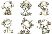 Whimsical Spring Dogs Clipart, an Illustration by Designking (Thumbnail 5 of 5)