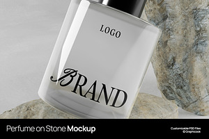 Perfume On Stone Mockup, a Product Mockup by graphicook
