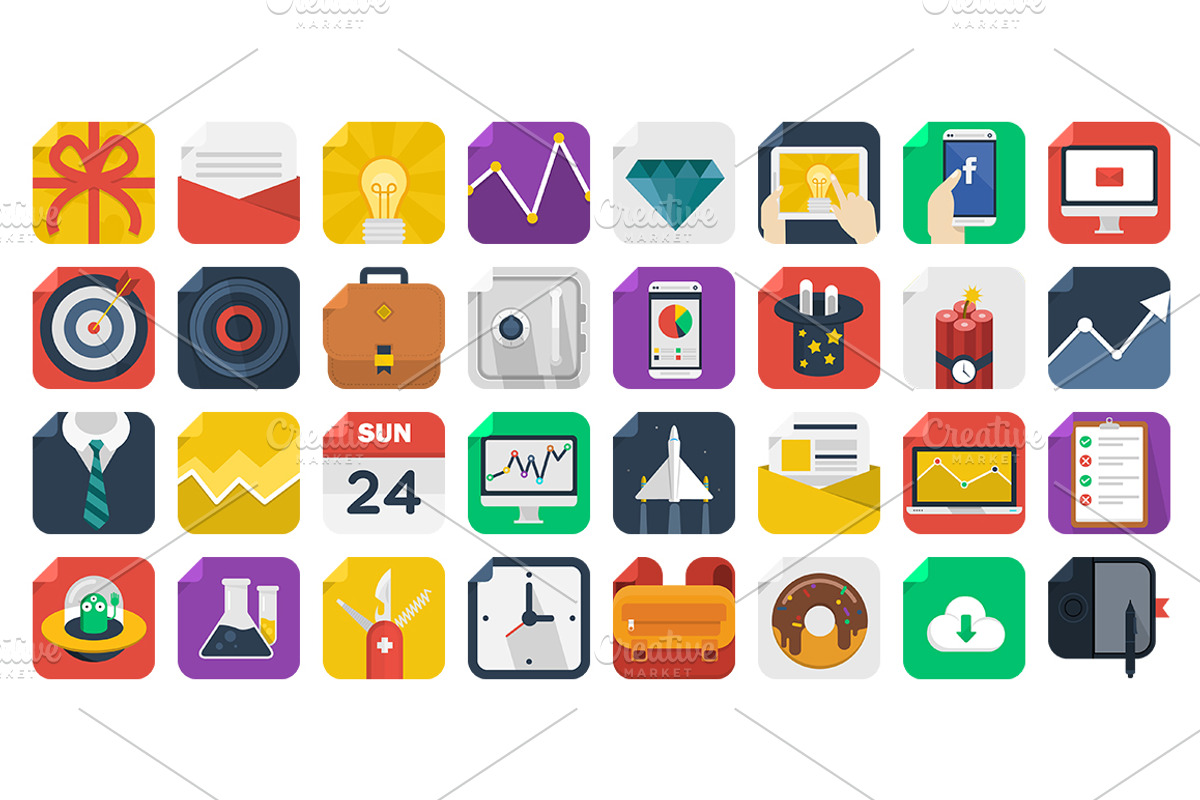 170 Awesome Flat Icons preview 2
