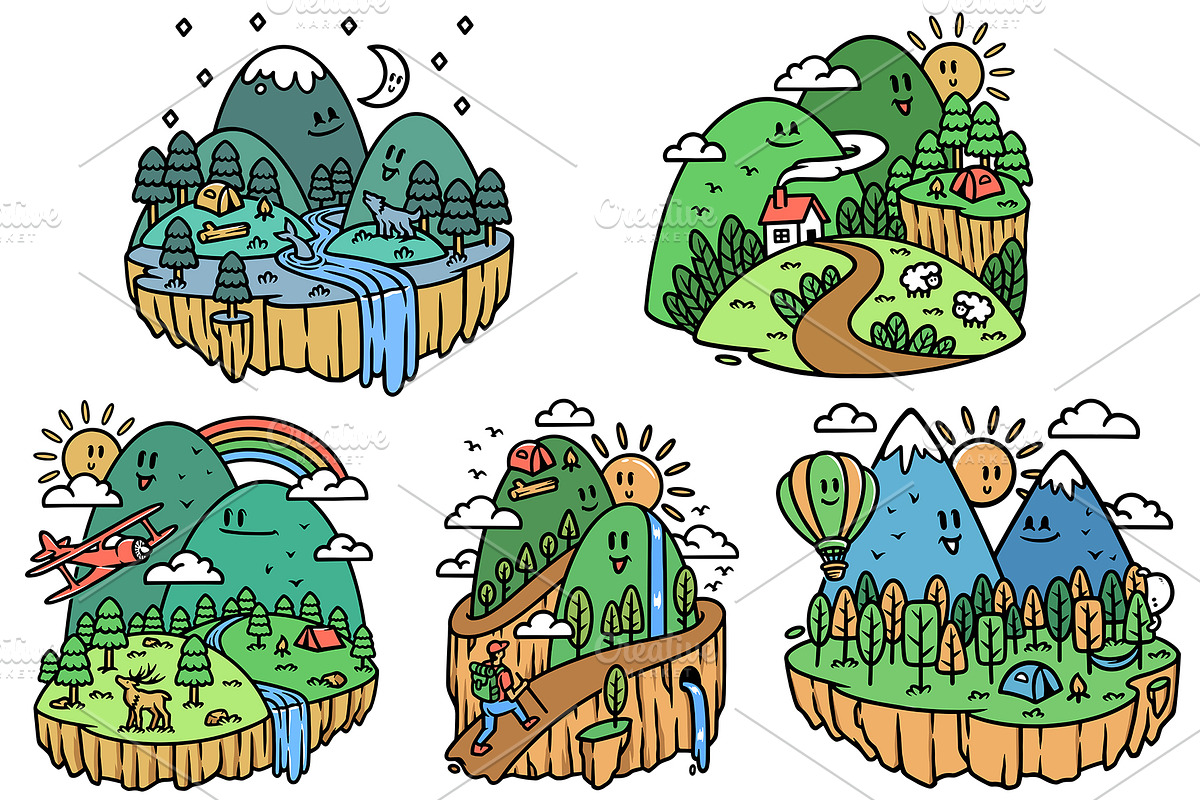 Cute mountain 10 illustrations, an Object Illustration by gunaonedesign (Photo 2 of 8)