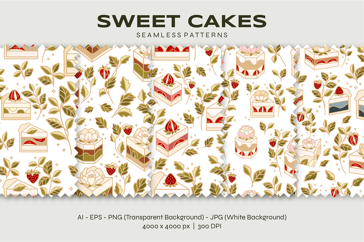Sweet Cakes - Elements & Patterns, a Food Illustration by Artflorara (Photo 9 of 12)