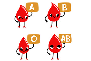 Cute Blood Type Mascot Set, a Healthcare Illustration by the_myro