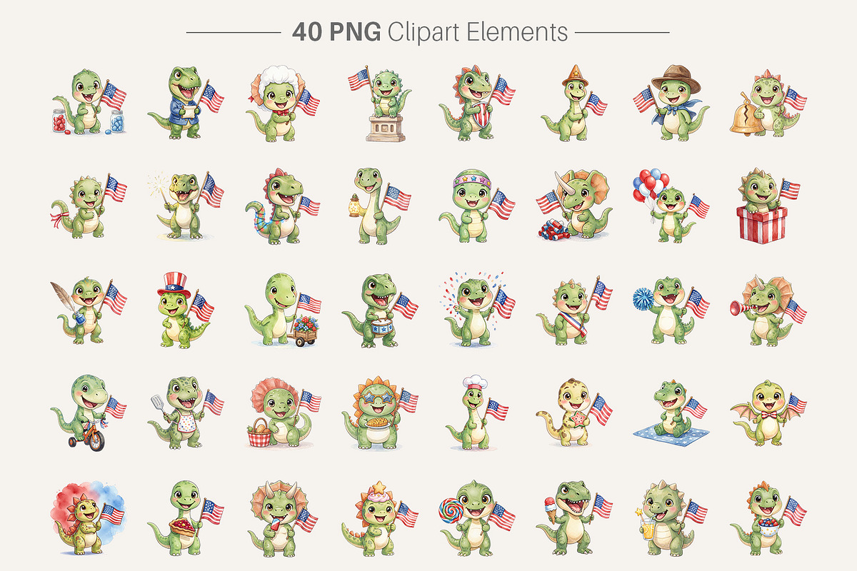 Patriotic Dino Sublimation, an Illustration by Artnoy (Photo 2 of 8)