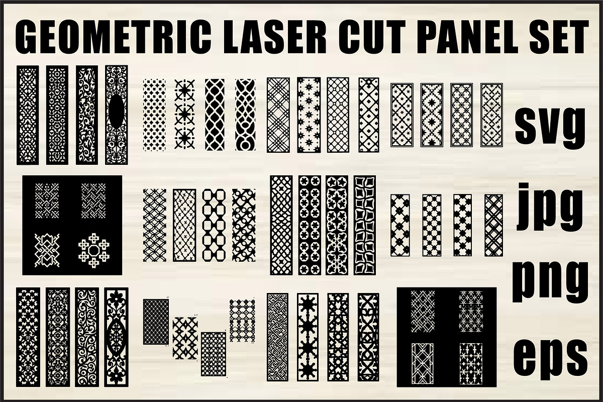 Black Geometric Pattern Panel Set, an Object Graphic by Designer_Momina (Photo 1 of 13)