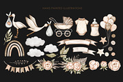Watercolor stork baby shower clipart, an Illustration by AquarelleSpace (Thumbnail 3 of 4)
