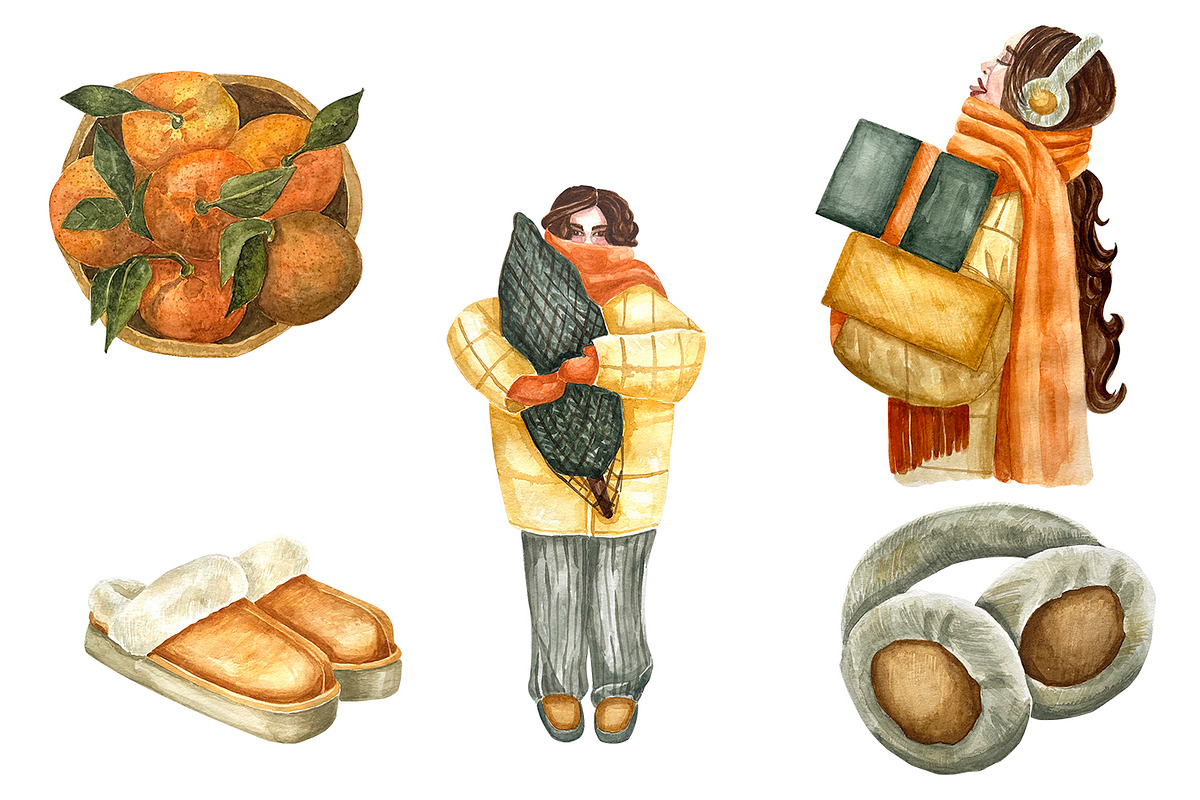Watercolor christmas cosy winter set, a Background Graphic by Fresh art by Larysa (Photo 3 of 6)