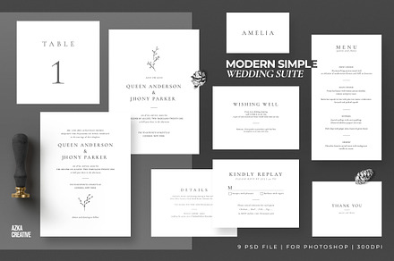 Modern Simple Wedding Suite, an Invitation Template by Azka Creative
