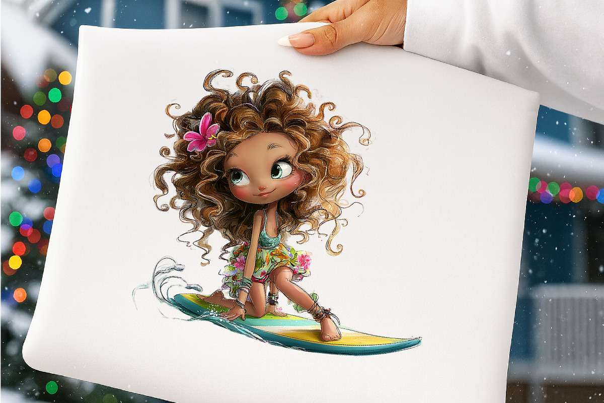 Quirky surfer girl clipart, an Illustration by SinaCreation (Photo 9 of 11)