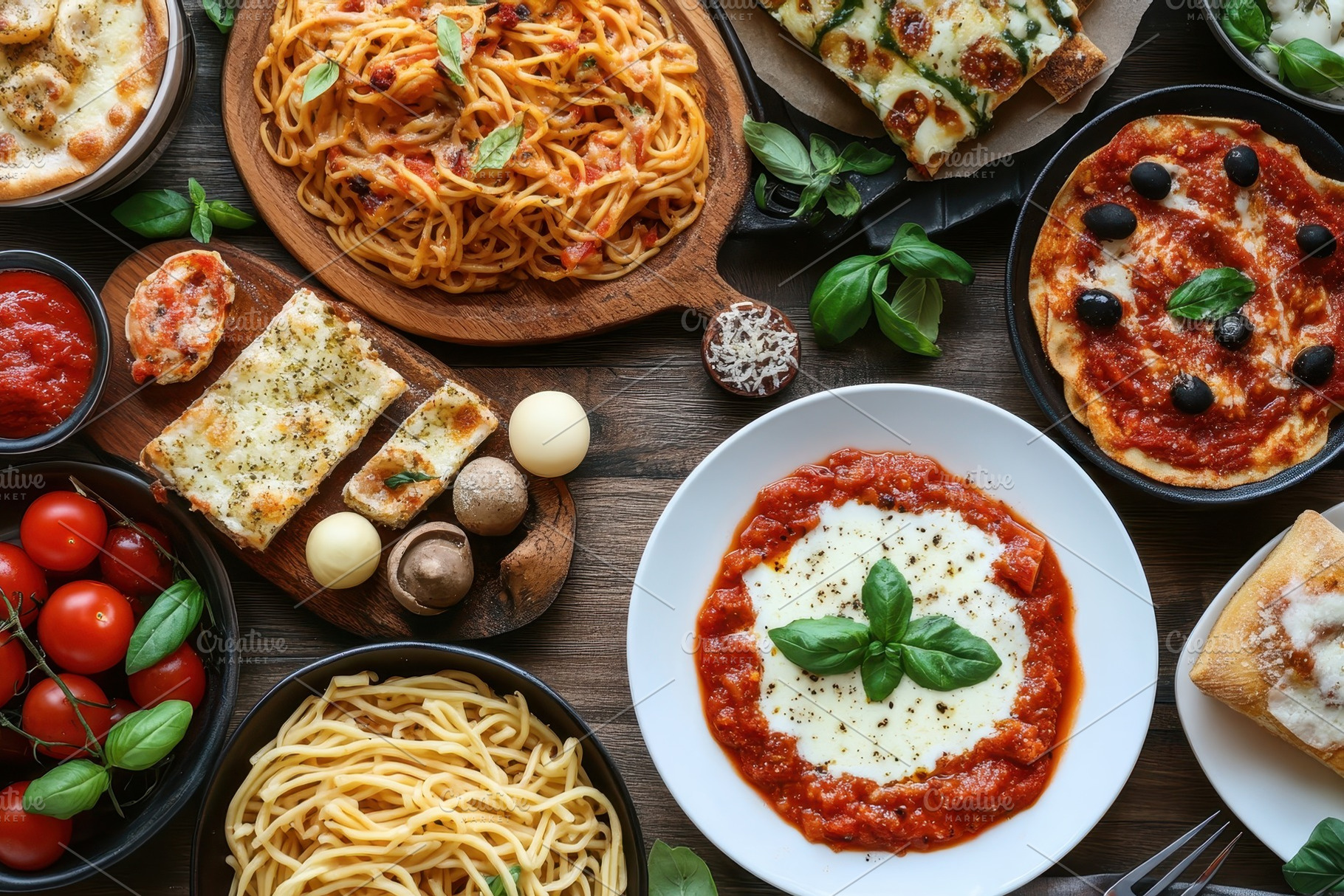 Traditional Italian dishes showcase, a Photo by Pavel_design