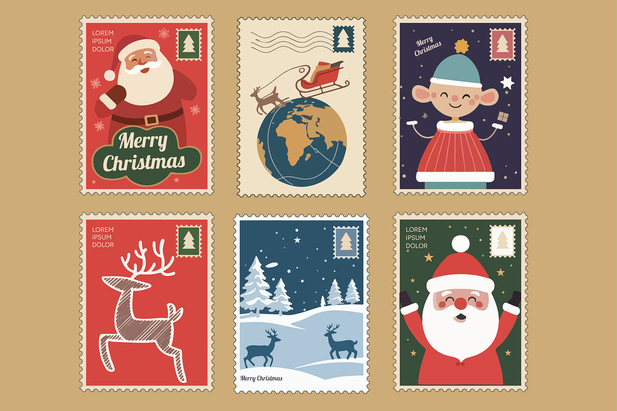 Christmas Stamp Postcards, a Card Template by MightyDesign (Photo 1 of 6)