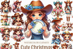 Cute Christmas Clipart Watercolor, an Illustration by Craft Nest