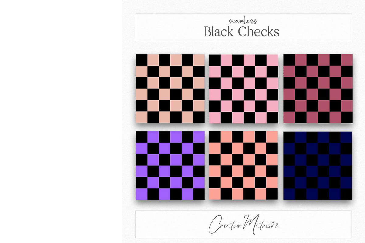 Black Checkered Seamless Patterns, a Pattern Graphic by Creative Matrix82 (Photo 7 of 7)
