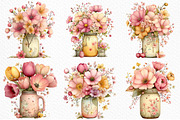 Watercolor Spring Mason Jar Clipart, an Illustration by Craft Nest (Thumbnail 3 of 12)