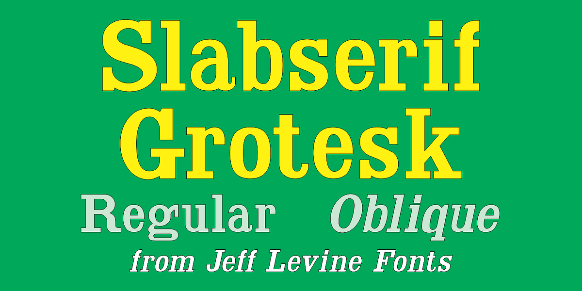 Slabserif Grotesk JNL, a Slab Serif Font by Jeff Levine Fonts (Photo 1 of 5)
