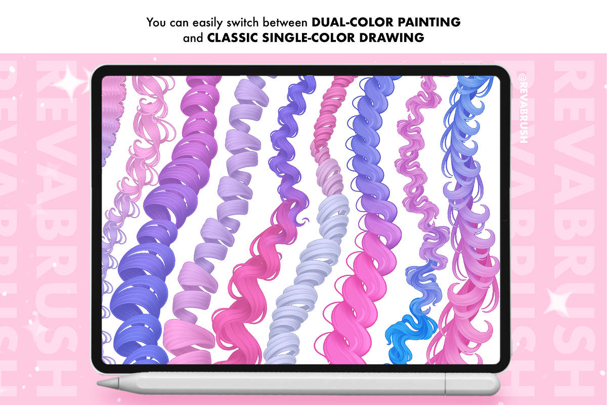 Procreate Hair Female Portrait brush, a Brush Add-On by Revabrush (Photo 7 of 8)
