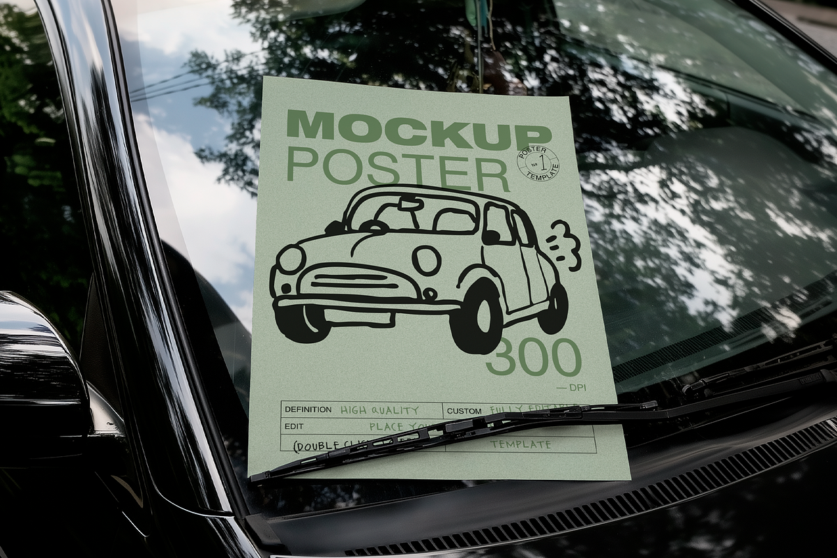 Car Windshield Poster Mockup, an Advertising Mockup by The Rose Project (Photo 2 of 3)