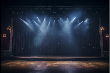 Spotlight stage lights. Generate Ai, an Abstract Photo by Ylivdesign