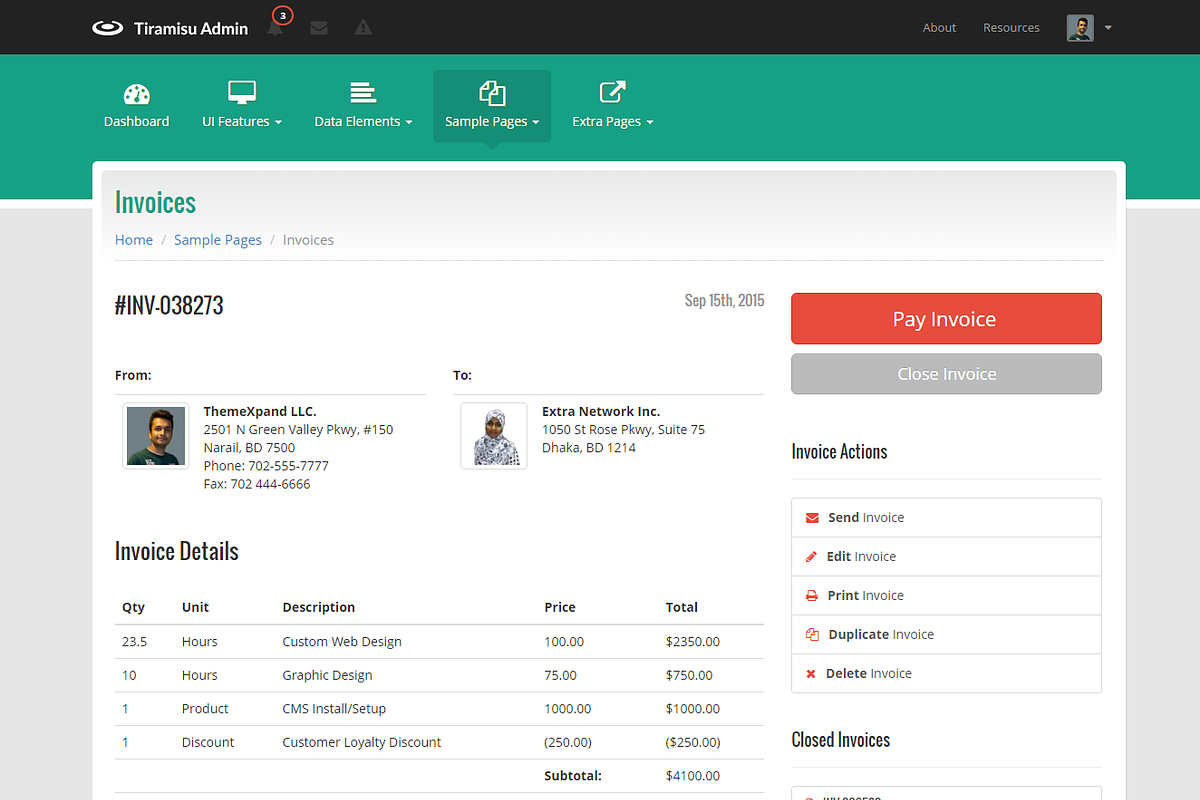 Tiramisu - Responsive Admin Template, a Bootstrap Template by Melotheme (Photo 4 of 5)