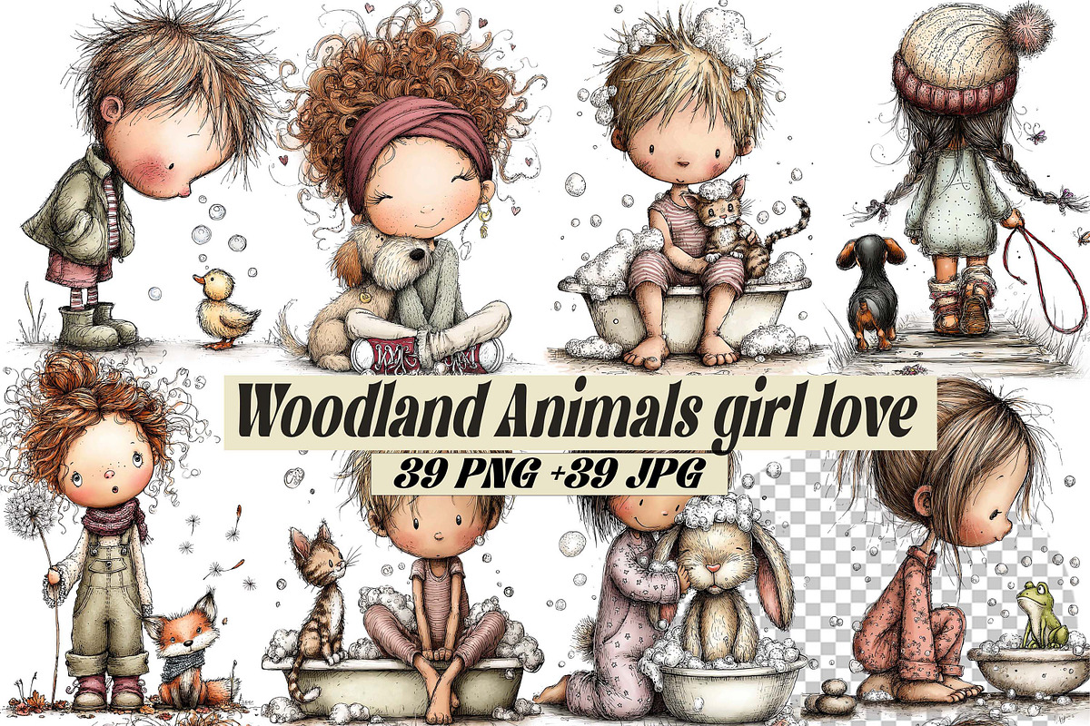 Whimsical Woodland Animals Girl Love, a Graphic by one-touch (Photo 1 of 7)