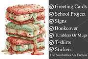 Whimsical Summer ice Cream Clipart, a Seasonal Illustration by Canvas Craft (Thumbnail 3 of 7)