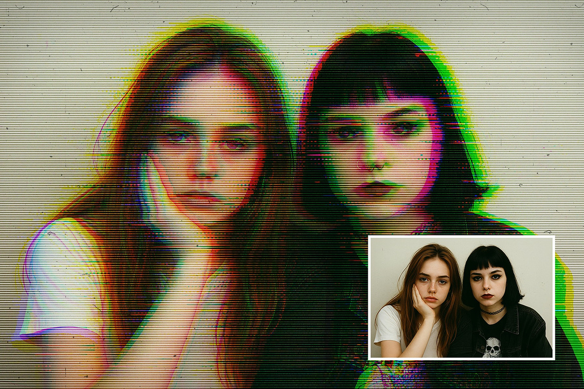 Glitch Retro Photo Effect Template, a Layer Style Add-On by DesignerCandies (Photo 5 of 7)