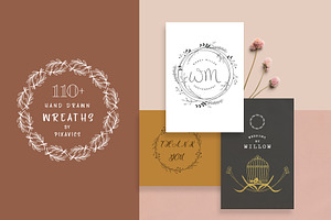 110+ Hand Drawn Wreaths Collection