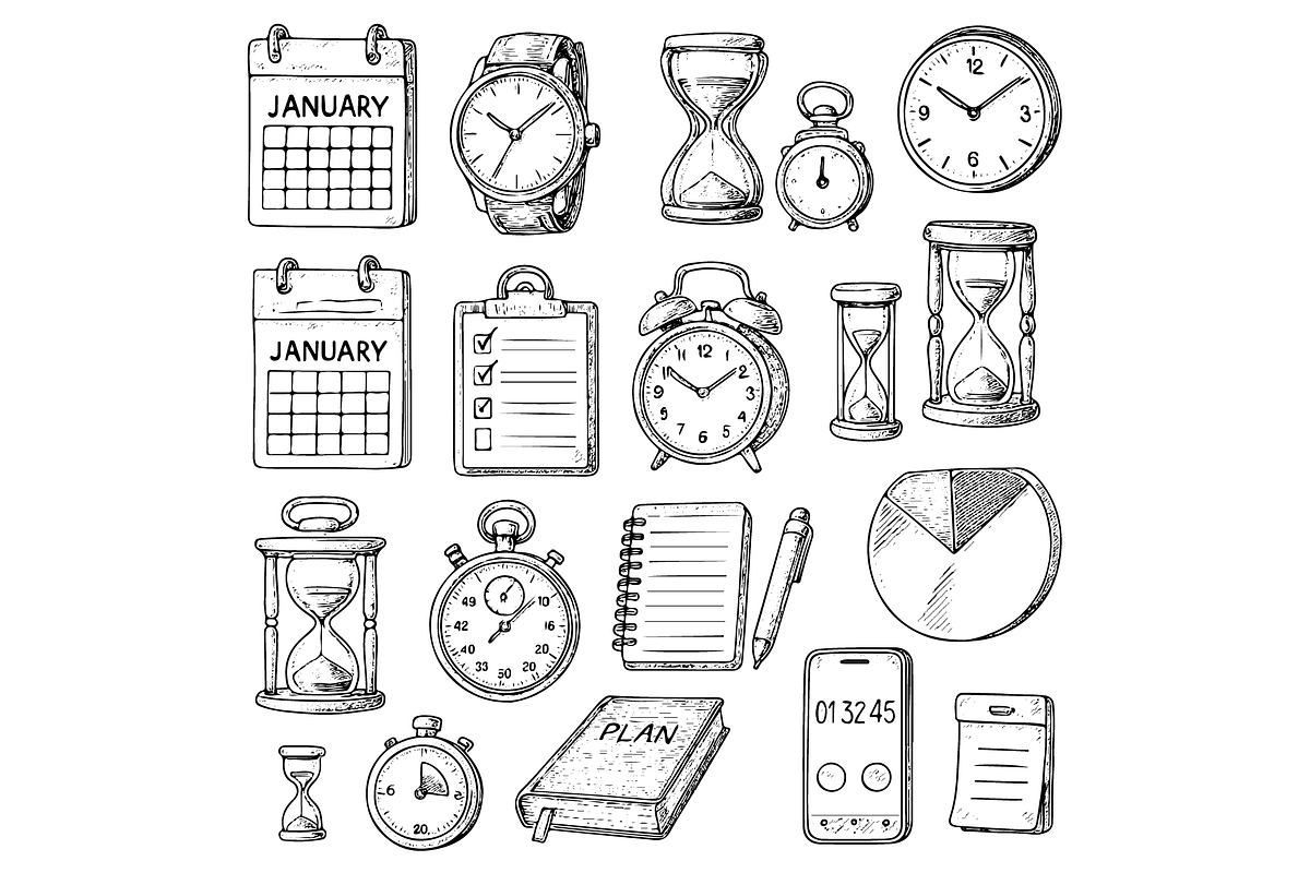 Time Management Icon Pack, an Object Graphic by nikagraphic