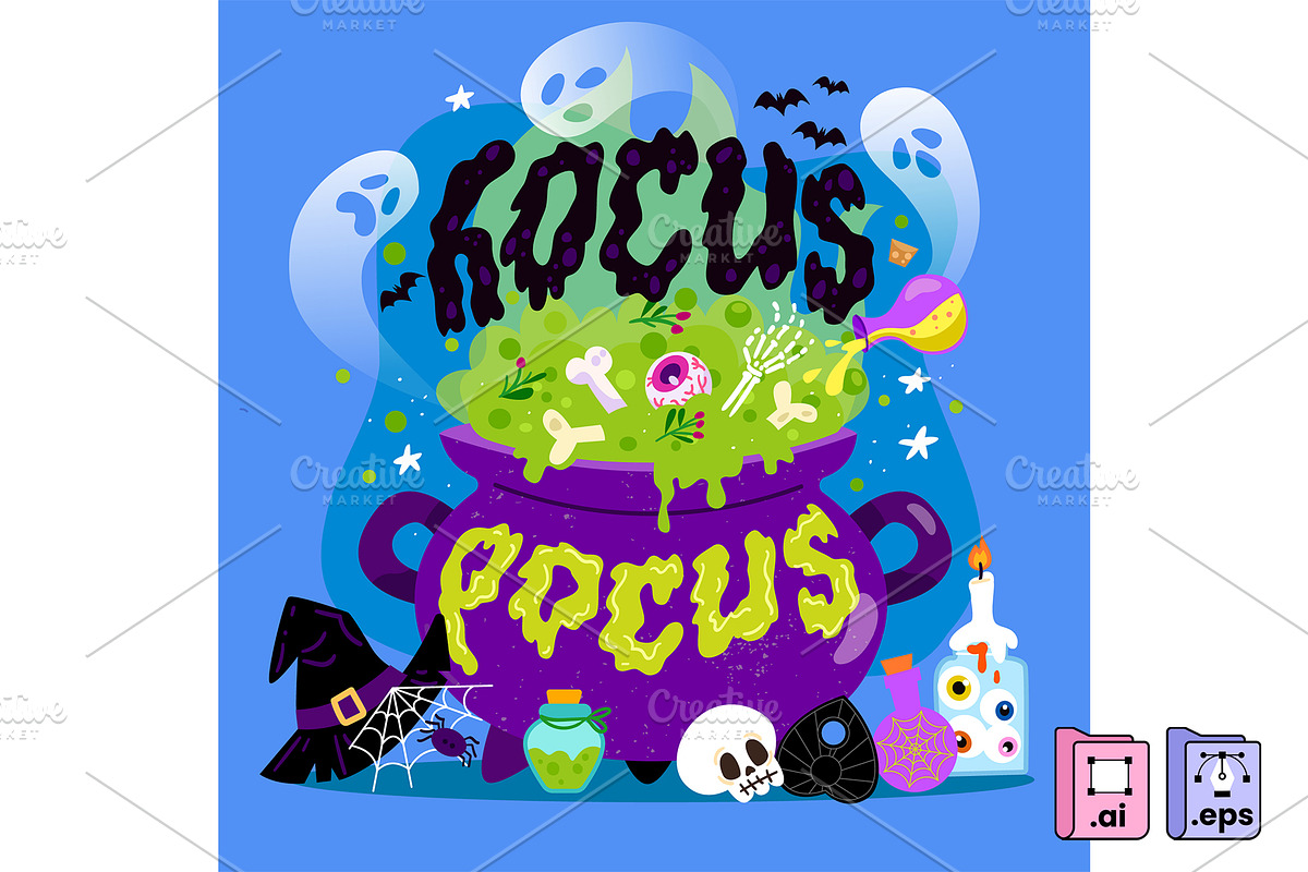 Hocus Pocus Cauldron Illustration, a Seasonal Illustration by MISS CHATZ