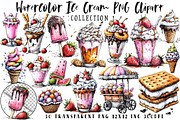 Watercolor Ice Cream PNG Clipart, a Seasonal Illustration by OK Design (Thumbnail 1 of 6)