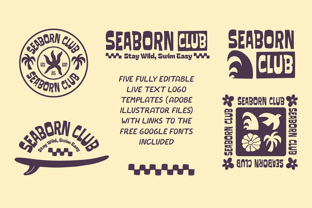 Hand Drawn Abstract Surf Graphics Pack