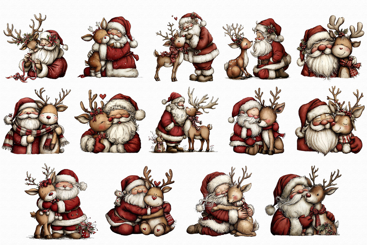 Santa Claus and Reindeer PNG, an Illustration by Libby Wishes (Photo 2 of 6)
