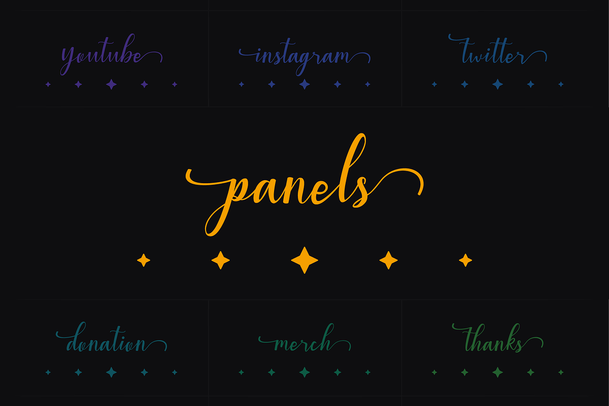 Celestial Flow - 18 Twitch Panels, a Social Media Template by SageDsgn (Photo 1 of 9)