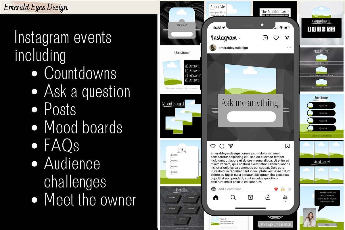 455 Canva Black Instagram Template, a Social Media Template by Emerald Eyes Design (Photo 5 of 12)