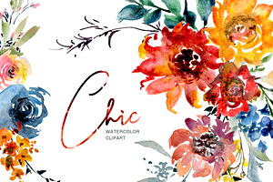 Chic Bright Watercolor Flowers