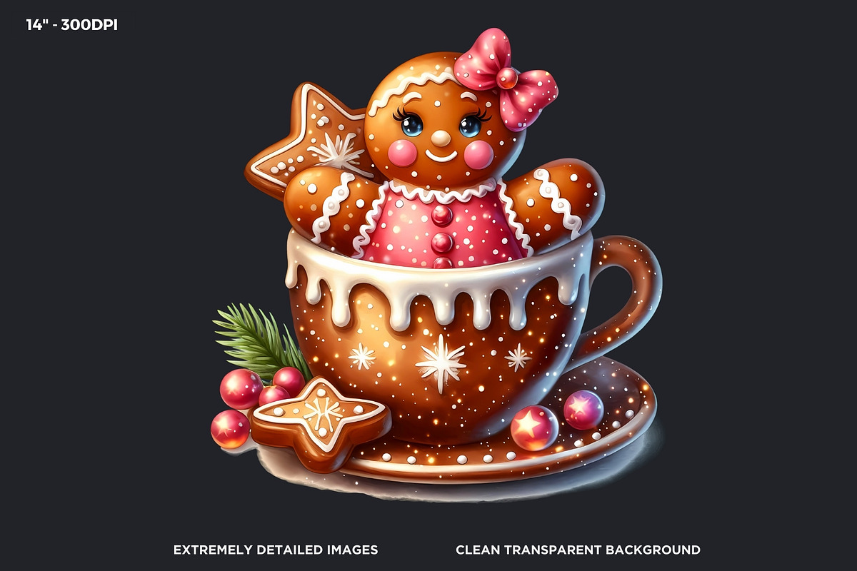 Christmas Gingerbread man cliparts, a Seasonal Illustration by ThatsDesignArt (Photo 3 of 10)