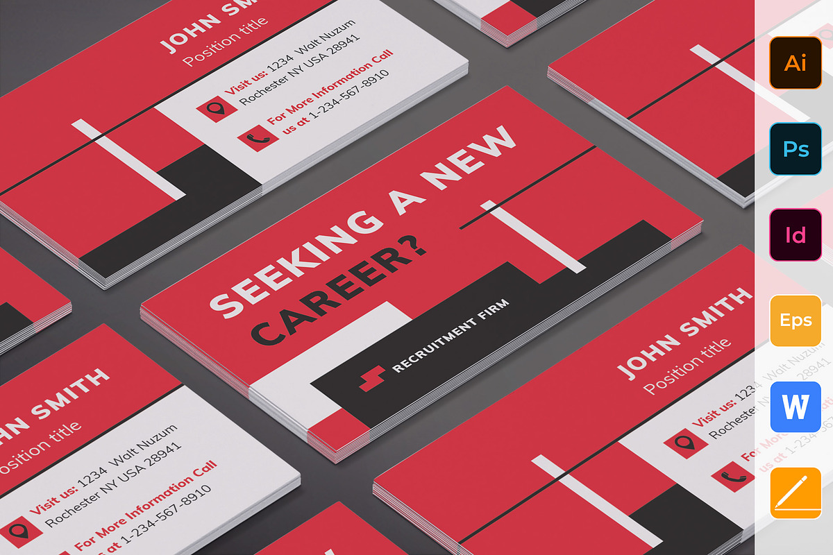 Recruitment Firm Business Card, a Business Card Template by TemplatesNow!