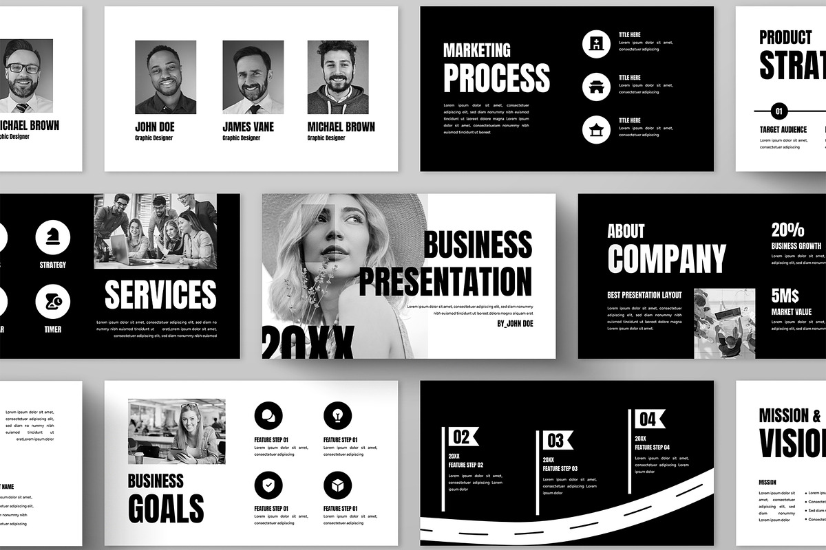 Black & White Business Presentation, a Presentation Template by ContestDesign (Photo 1 of 6)