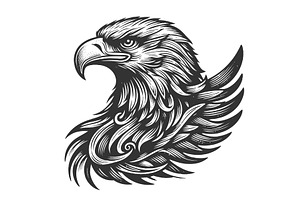 eagle emblem with patriotic theme, an Animal Illustration by AlexArt