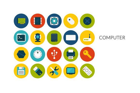Flat Icons Set Computer