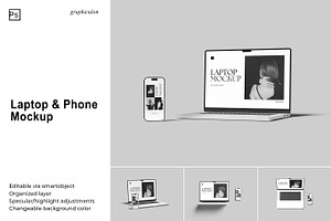 Laptop and Phone Mockup, an iPhone Mockup by Graphiculon