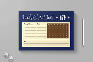 Weekly Family Chore Chart Planner, a Stationery Template by MightyDesign