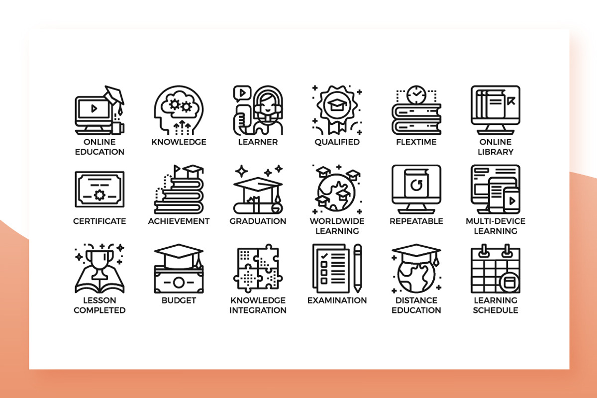 Online Education Icons, an Outline Icon by Becris (Photo 2 of 3)