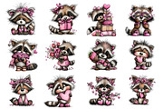 Valentine's Whimsical Raccoon Clipar, an Illustration by Dream Creation (Thumbnail 2 of 5)