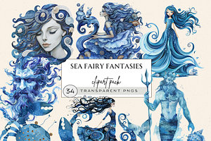 DEEP SEA FAIRY FANTASY CLIPART, a Person Illustration by Daring Digies