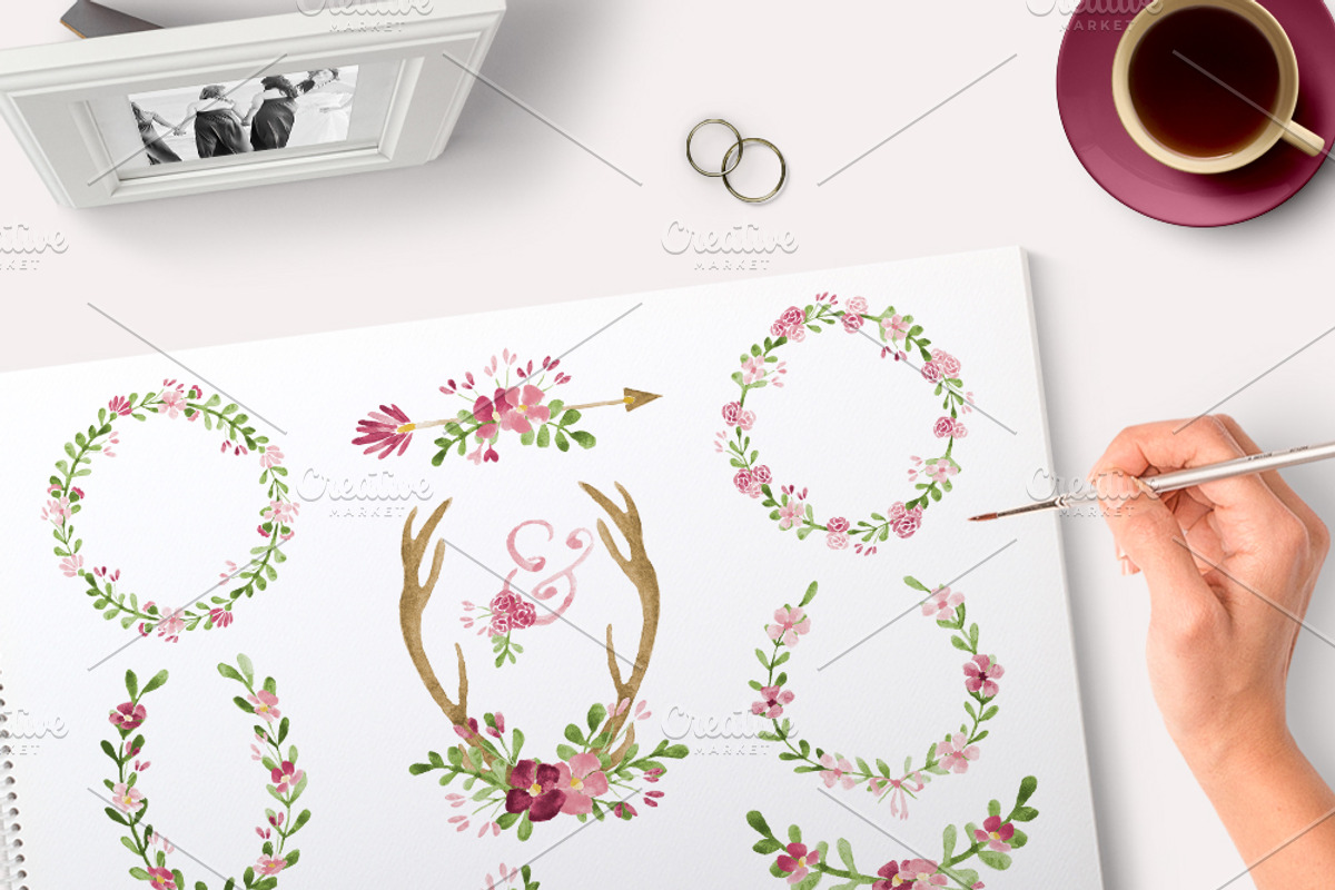 Floral Watercolour Graphics, an Illustration by By Lef (Photo 2 of 2)