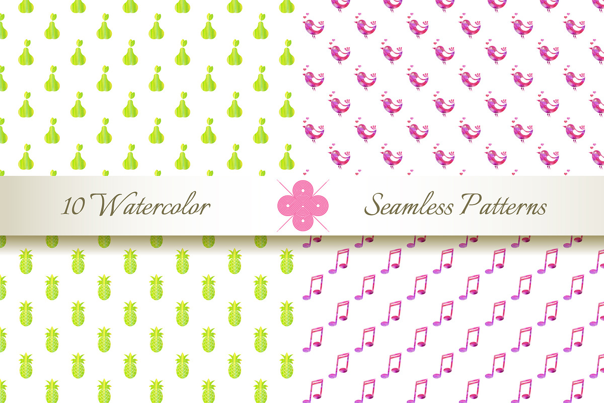 10 Seamless Watercolor Patterns preview 3
