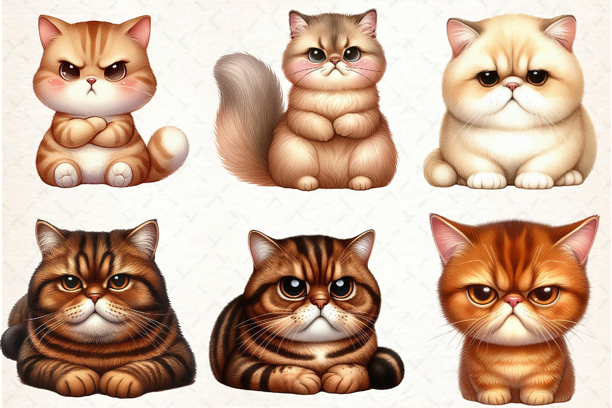 Cute Grumpy Cat Clipart PNG, an Illustration by Libby Wishes (Photo 3 of 6)