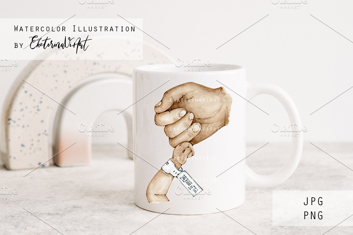 Father&Newborn Preemie Holding Hands, a Person Illustration by EkaterinaViArt (Photo 2 of 3)