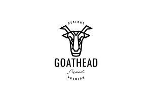 Head Goat Polygonal Line Logo